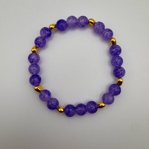 Vibrant Purple and Gold Beaded Bracelet